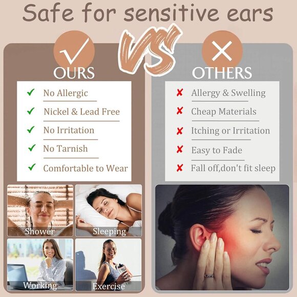 10-Pairs Small Hypoallergenic Surgical Steel Hoop and CZ Stud Earrings Set for S - Picture 6 of 6